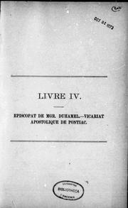 Cover of: Visite pastorale de Mgr. J. Thomas Duhamel dans le haut de l'Ottawa by J.-B Proulx