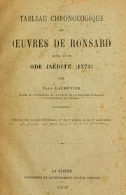 Cover of: Tableau chronologique des oeuvres de Ronsard, suivi d'une ode inédite (1573)