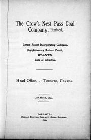 Cover of: Letters patent incorporating company supplementary letters patent, by-laws, lists of directors: head office, Toronto, Canada, 3d March, 1899.