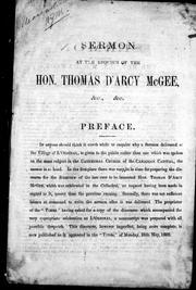 Cover of: Sermon at the requiem of the Hon. Thomas d'Arcy McGee