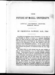 Cover of: The future of McGill University | 