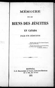 Mémoire sur les biens des Jésuites en Canada by Antoine Braun