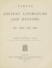 Cover of: Tables of ancient literature and history.
