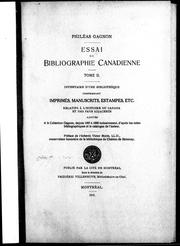 Cover of: Essai de bibliographie canadienne by Philéas Gagnon