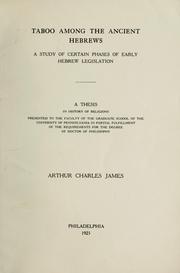 Cover of: Taboo among the ancient Hebrews. by Arthur Charles James