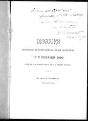 Cover of: Discours prononcé au Petit séminaire de Montréal, le 2 février 1890: fête de la purification de la Sainte Vierge