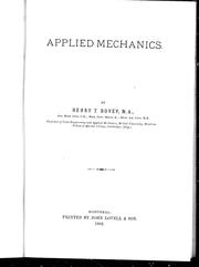 Cover of: Applied mechanics by Bovey, Henry T.