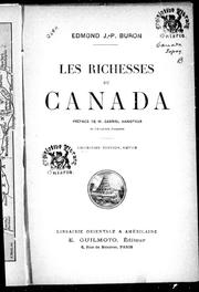 Cover of: Les richesses du Canada by Edmond J.-P Buron, Edmond J.-P Buron