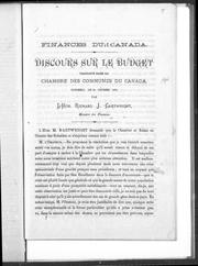 Cover of: Discours sur le budget: prononcé dans la Chambre des communes du Canada, vendredi, le 25 février 1876