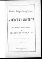 Cover of: A modern university: being the president's inaugural address