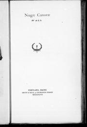 Cover of: Nugae canorae by by A.G.D.