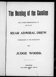 Cover of: The burning of the Caroline and other reminiscences of 1837-38