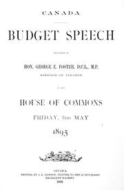 Cover of: Budget speech by by George E. Foster.