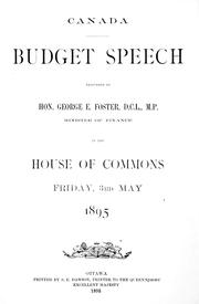 Budget speech by George Eulas Foster