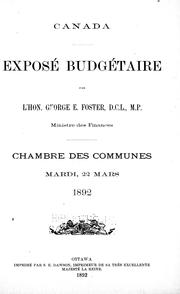 Cover of: Exposé budgétaire by George Eulas Foster