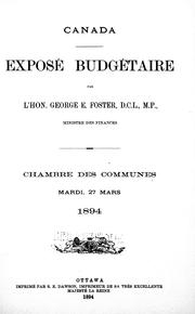 Cover of: Exposé budgétaire by George Eulas Foster