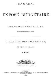 Cover of: Exposé budgétaire by George Eulas Foster