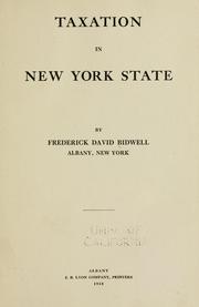 Cover of: Taxation in New York state