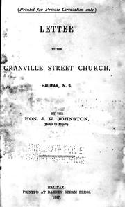 Cover of: Letter to the Granville Street Church, Halifax, N.S.