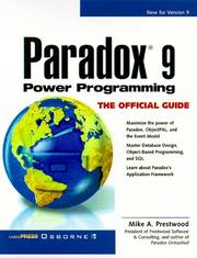 Cover of: Paradox 9 Power Programming: The Official Guide