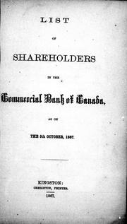 Cover of: List of shareholders in the Commercial Bank of Canada as on the 5th October, 1867