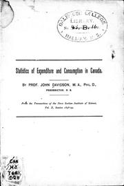Cover of: Statistics of expenditure and comsumption in Canada
