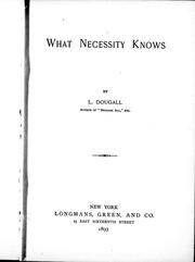 Cover of: What necessity knows