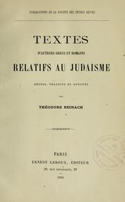 Cover of: Textes d'auteurs grecs et romains relatifs au judaïsme. by Théodore Reinach
