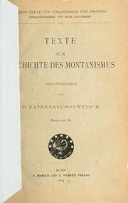 Texte zur Geschichte des Montanismus by G. Nathanael Bonwetsch
