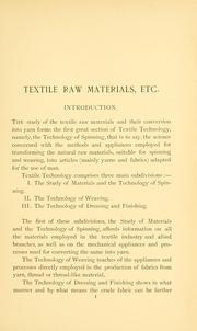 Cover of: Textile raw materials and their conversion into yarns