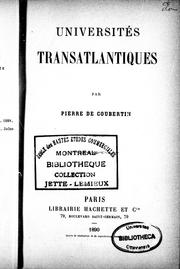 Cover of: Universités transatlantiques by Pierre de Coubertin
