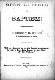 Cover of: Open letters on Baptism