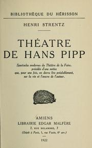 Cover of: Théatre de Hans Pipp by Henri Strentz, Henri Strentz