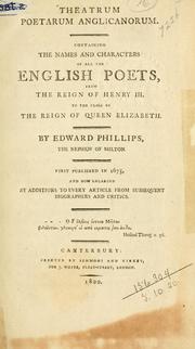 Cover of: Theatrum poetarum anglicanorum. by Phillips, Edward, Phillips, Edward