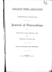 Constitution and by-laws, journal of proceedings by Canadian Press Association.