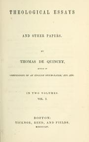 Cover of: Theological essays and other papers. by Thomas De Quincey