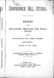 Cover of: Report on the Believers' Meeting for Bible Study by stenographically reported by S.V. Robinson.