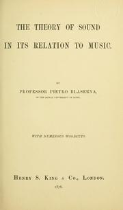Cover of: theory of sound in its relation to music.