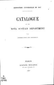 Catalogue of the Nova Scotian department