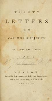 Cover of: Thirty letters on various subjects ... by Jackson, William