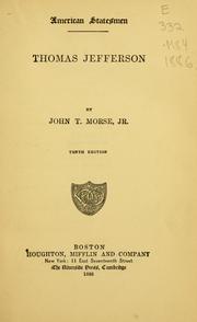 Cover of: Thomas Jefferson by John Torrey Morse