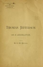 Cover of: Thomas Jefferson as a legislator