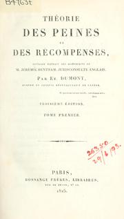 Cover of: Théorie des peines et des récompenses by Jeremy Bentham