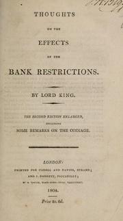 Cover of: Thoughts on the effects of the bank restrictions