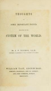 Cover of: Thoughts on some important points relating to the system of the world.