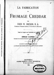 Cover of: La fabrication du fromage cheddar