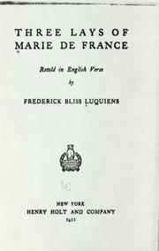 Cover of: Three lays of Marie de France by Marie de France