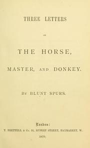 Cover of: Three letters on the horse, master, and donkey