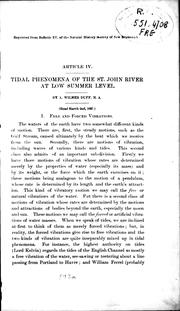 Tidal phenomena of the St. John River at low summer level by A. Wilmer Duff