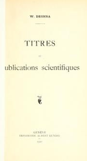 Titres et publications scientifiques by W. Deonna